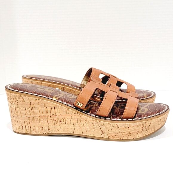 Sam Edelman Rolita Wedge Sandals Women's Size 10 M Brown Slip On Heels Strappy - Picture 5 of 11